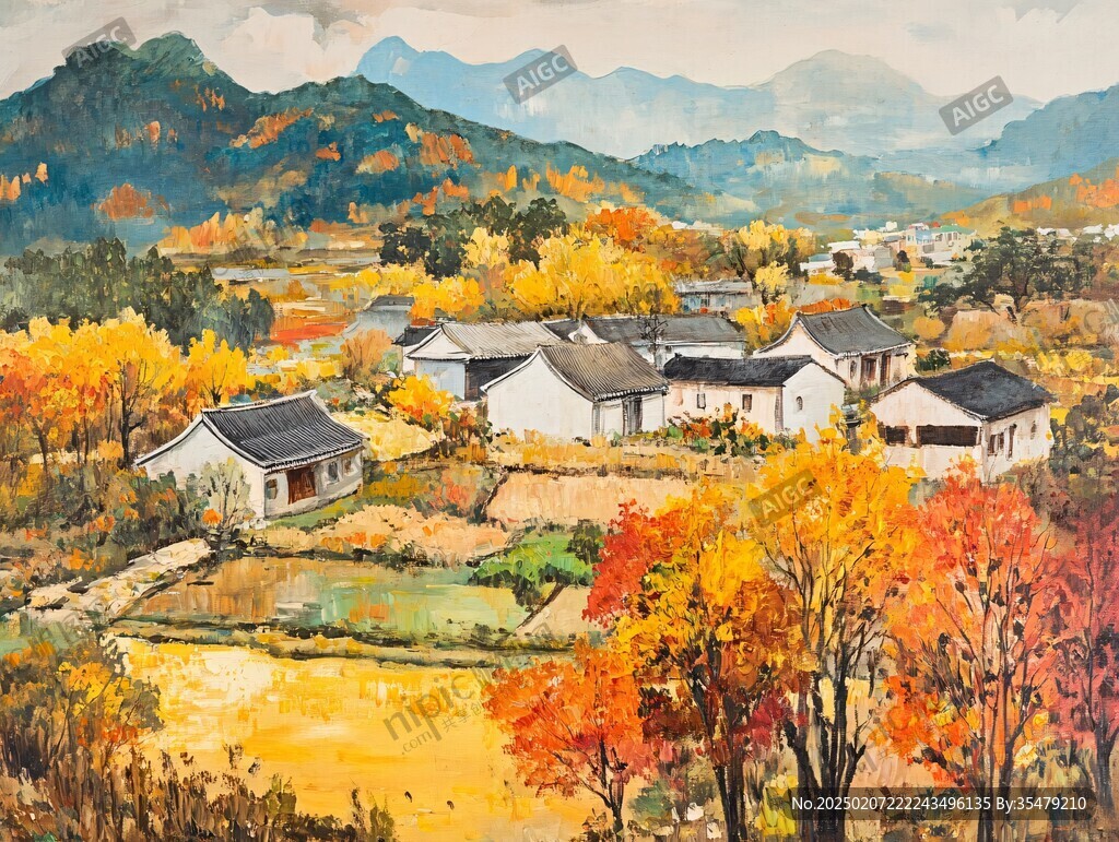 山村秋色图