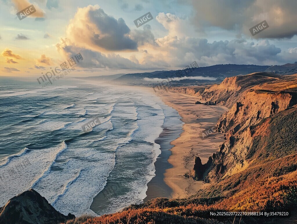 辽阔海岸自然风光