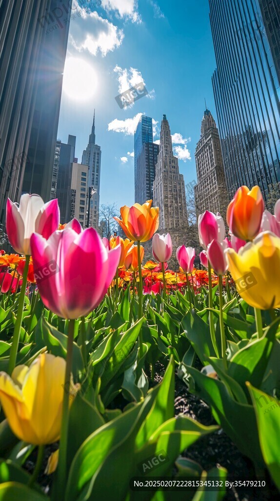 俯拍郁金香哥伦布