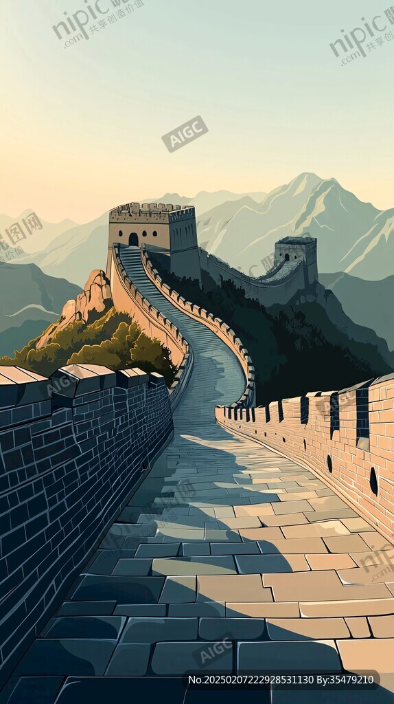 长城风景插画