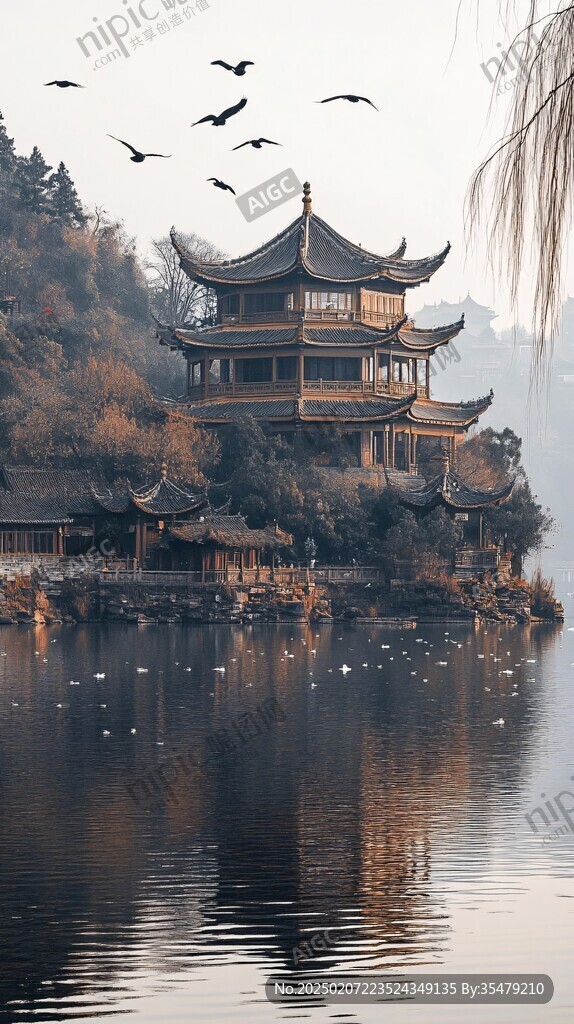 湖中楼阁