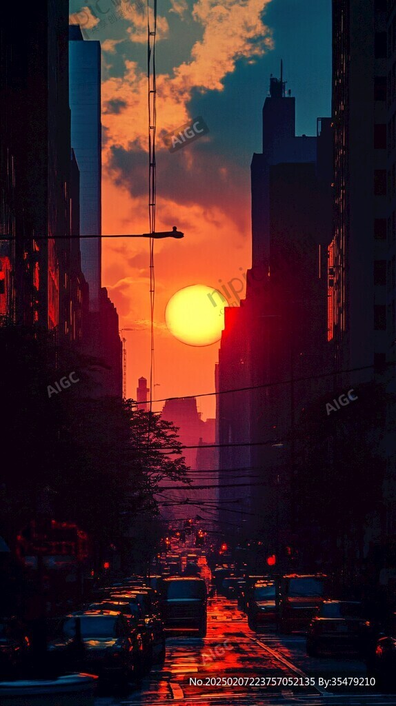 夕阳阳光车流