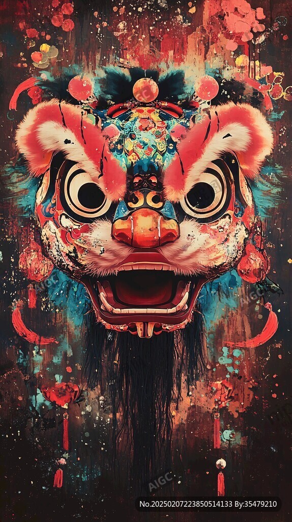 舞狮包装插画