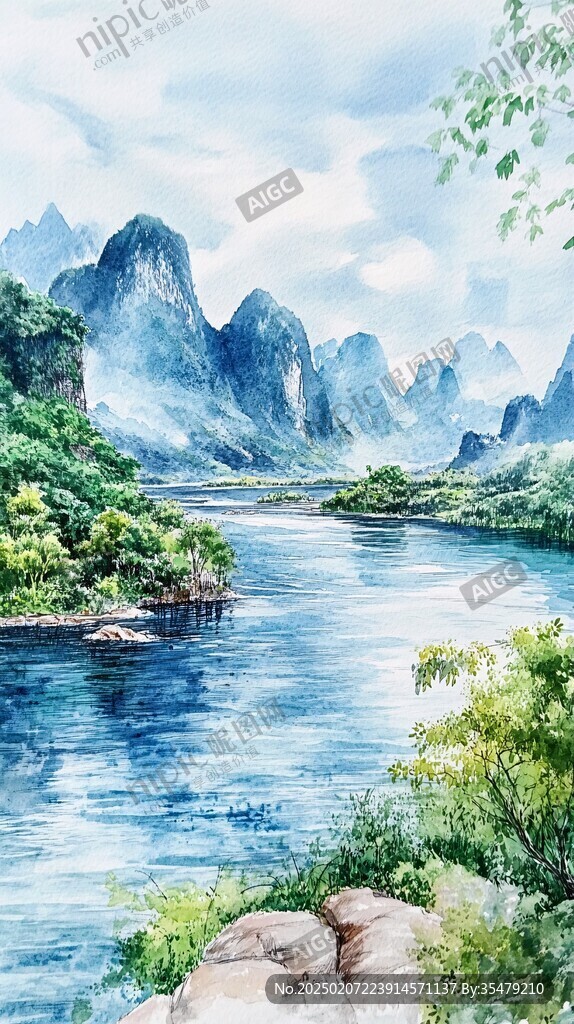 竖版漓江风光