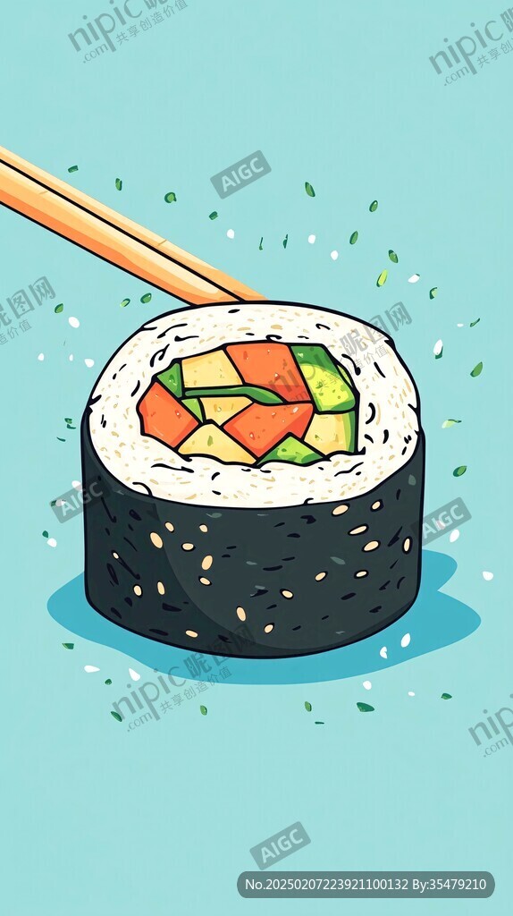 紫菜包饭插画