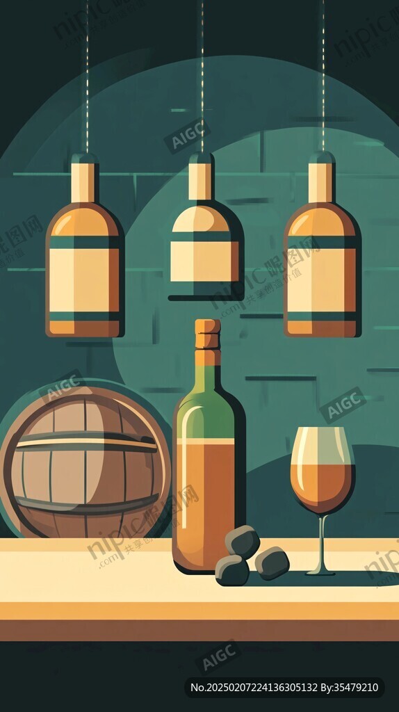 白酒啤酒红酒插画