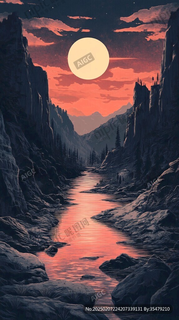 荒野黄昏插画