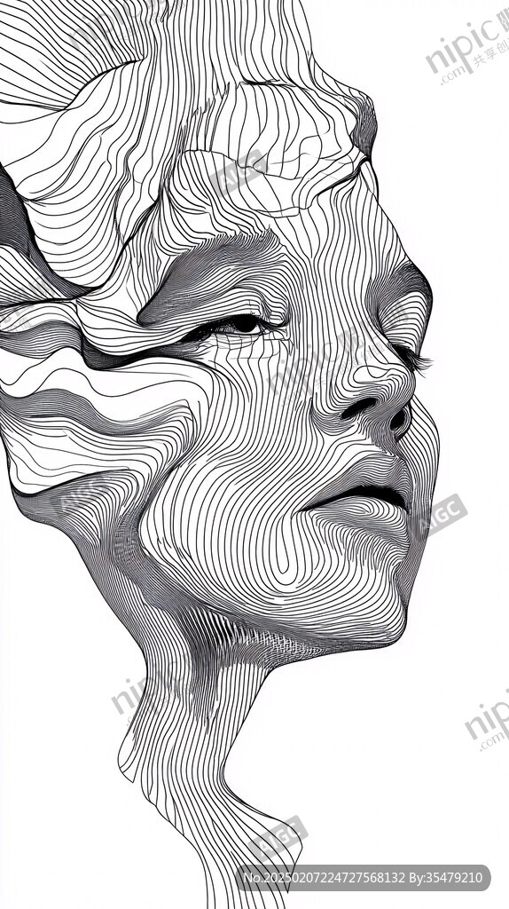 扭曲人像插画