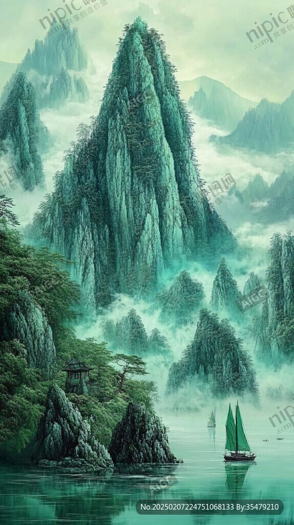 3d工笔山水图