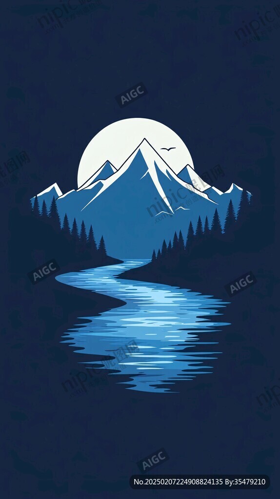 手绘山闪屏