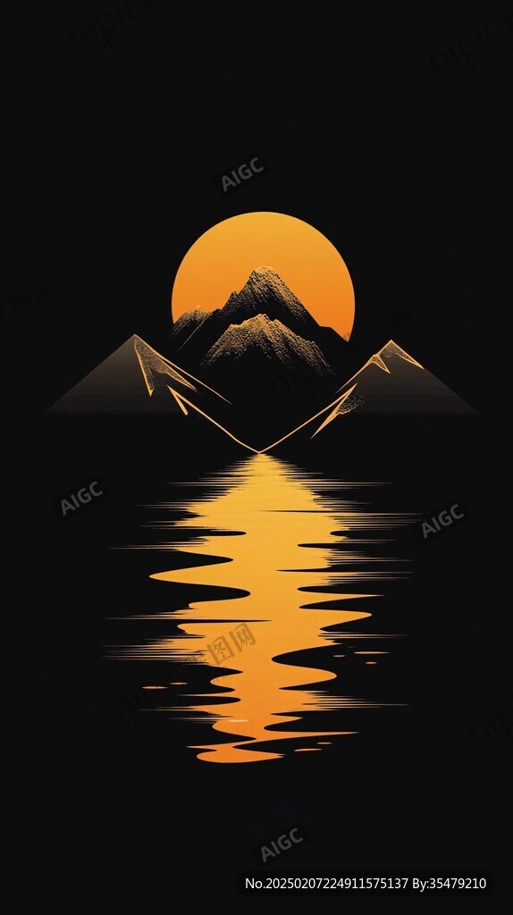 金色山水禅意装饰
