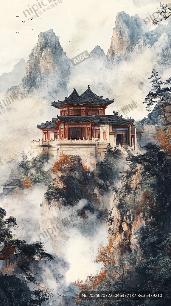 新中式楼阁皇宫山水