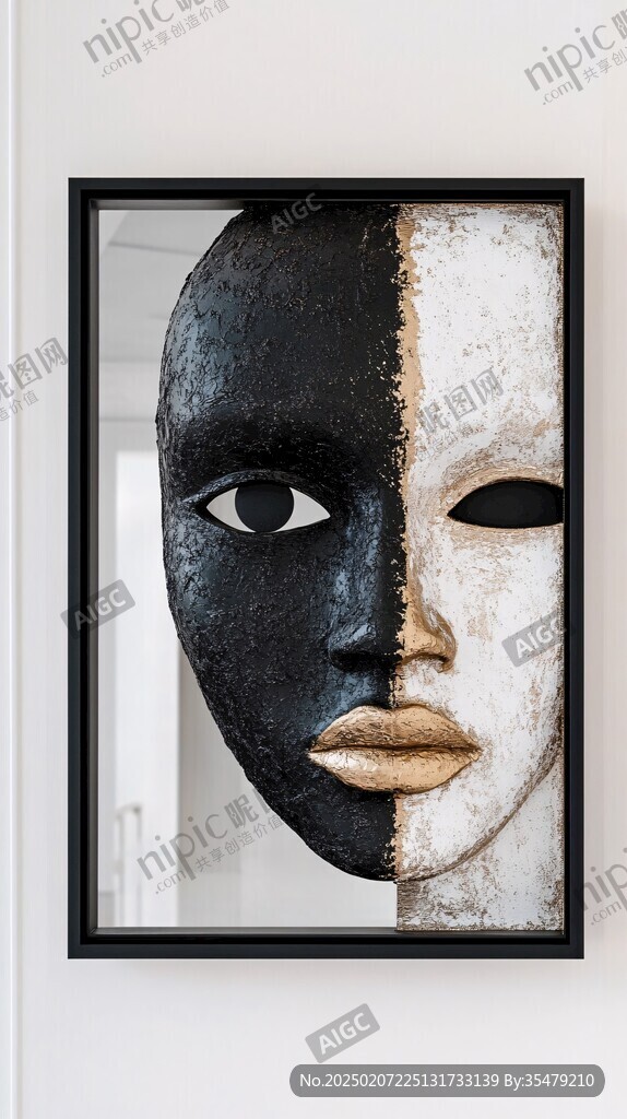 人脸色块拼接装饰画