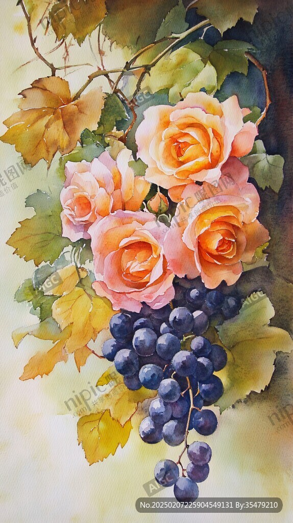 花朵水果油画