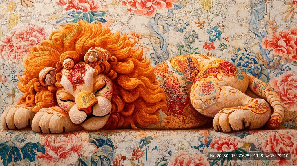 双狮形枕