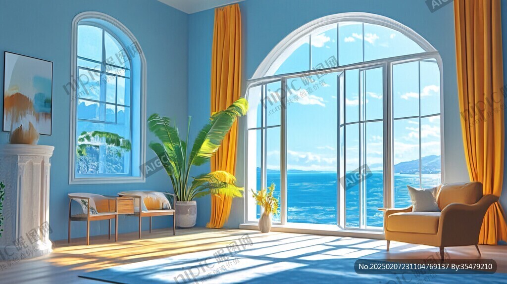 大气客厅落地门窗场景