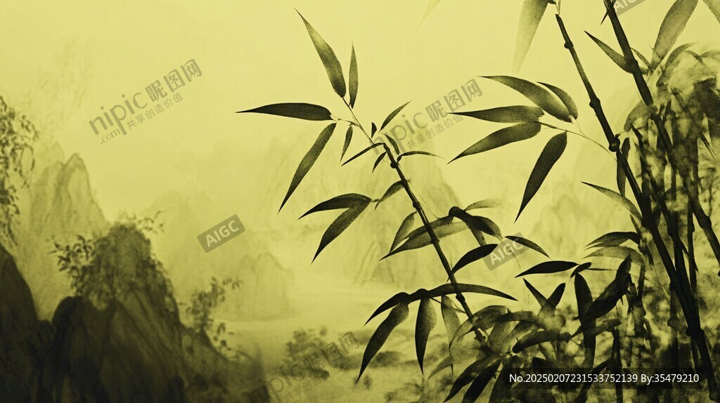 古典水墨竹林