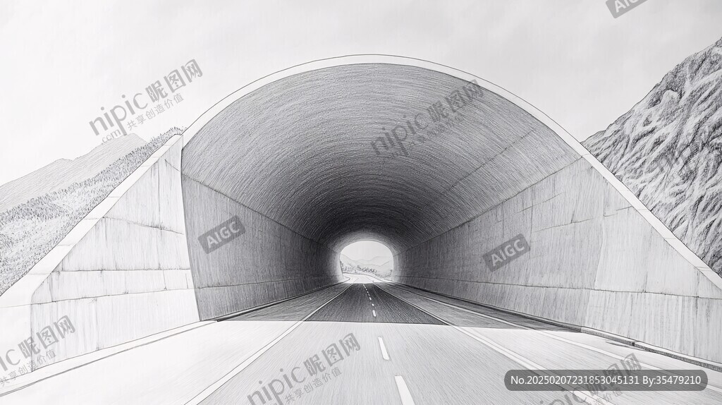 深中通道素描插画