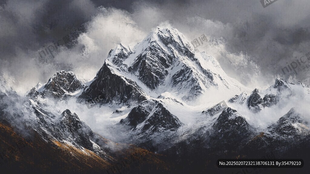 电脑绘画雪山
