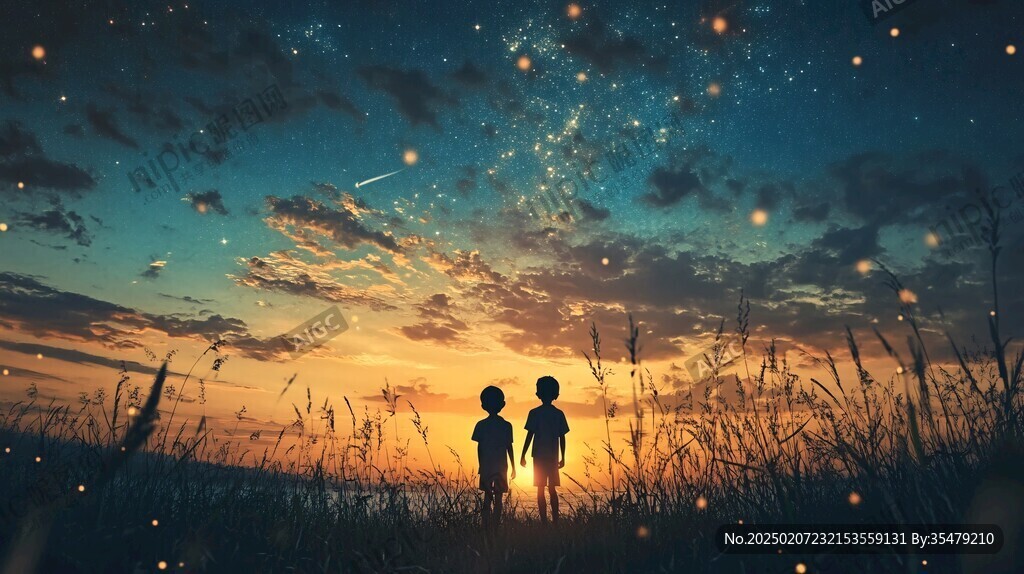 情侣看流星雨