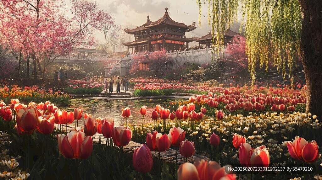 古风场景春暖花开