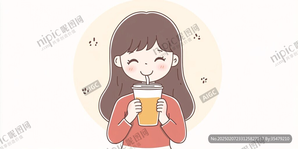 喝奶茶的女生