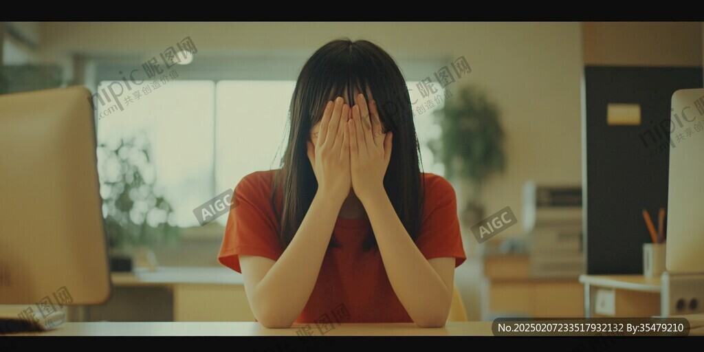 焦虑手捂脸