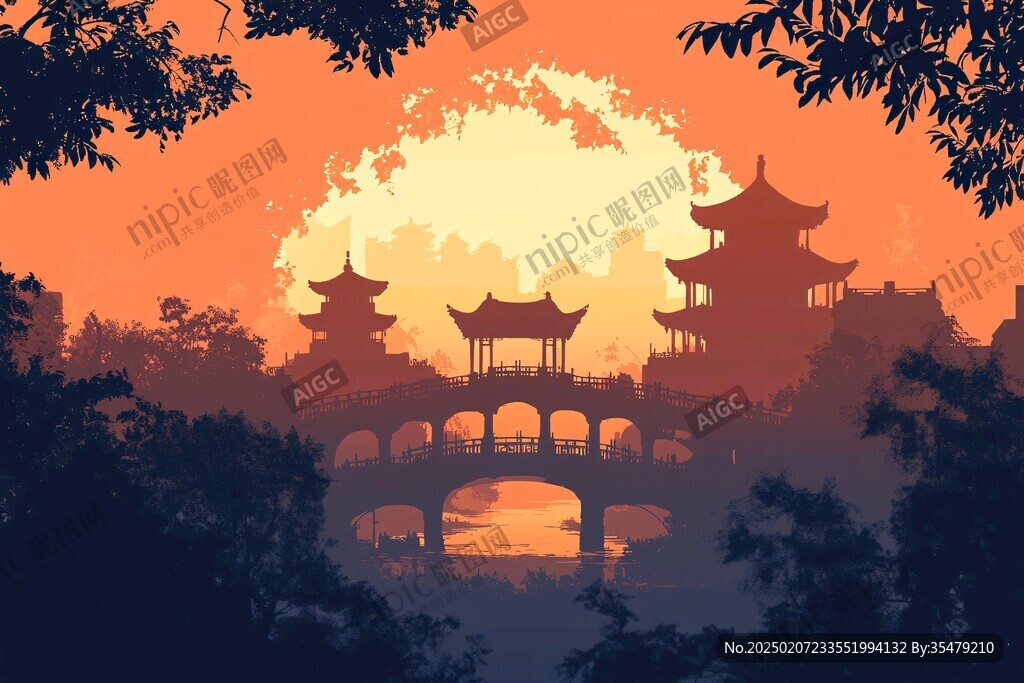 爱晚亭插画