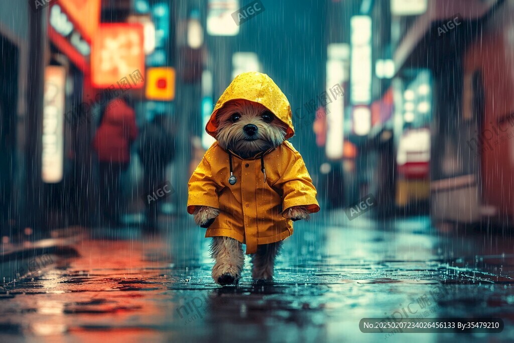 夜晚雨中行走的人