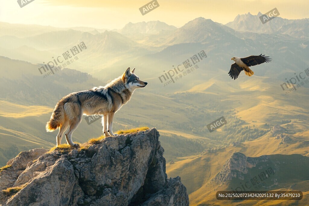 山巅上的狼群