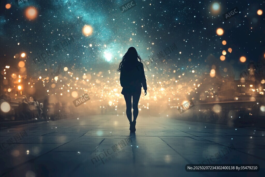 星辰大海女孩背影