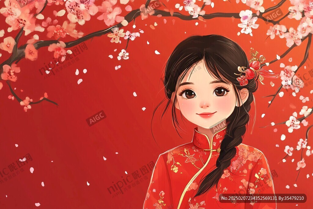 女生拜年图