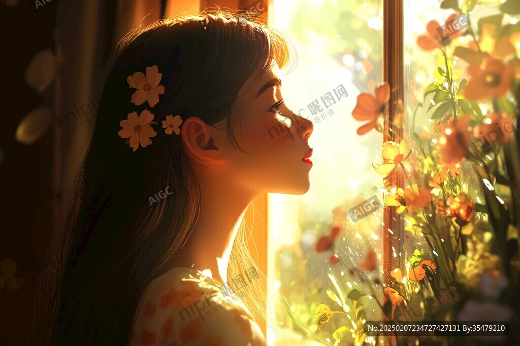 唯美意境少女插画