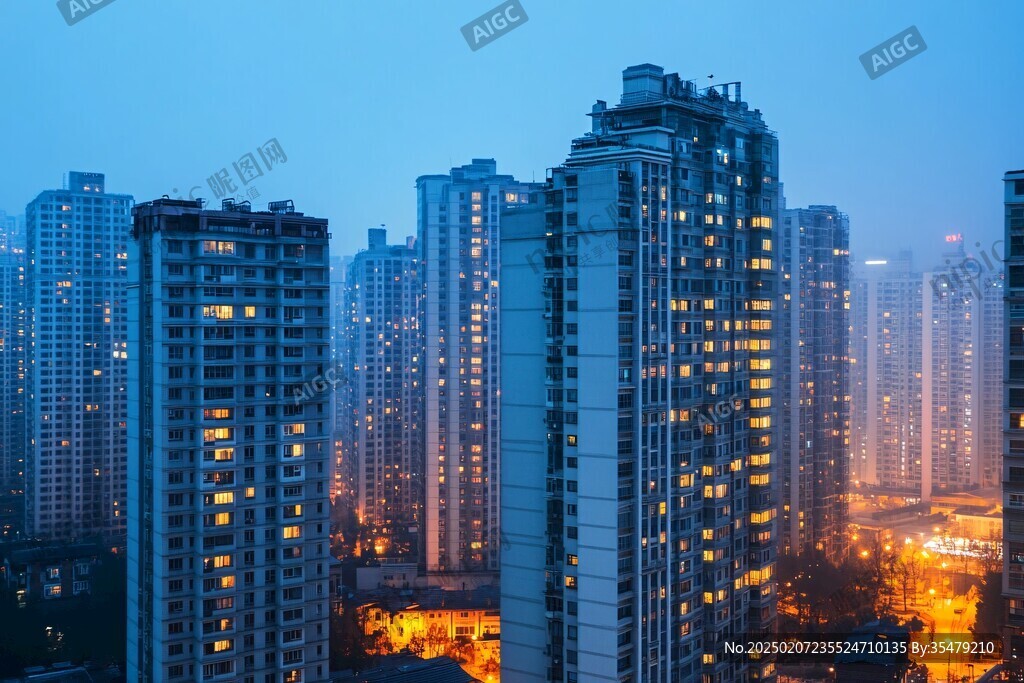 城市住宅小区夜景