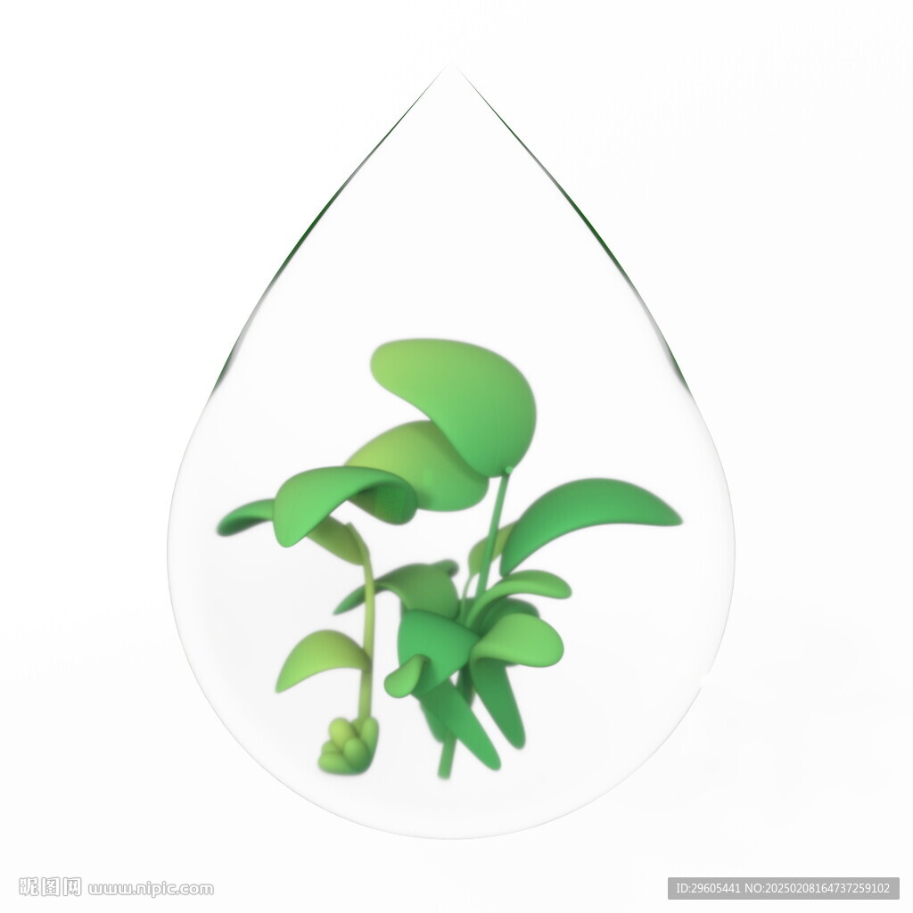 环保水滴树苗C4D元素