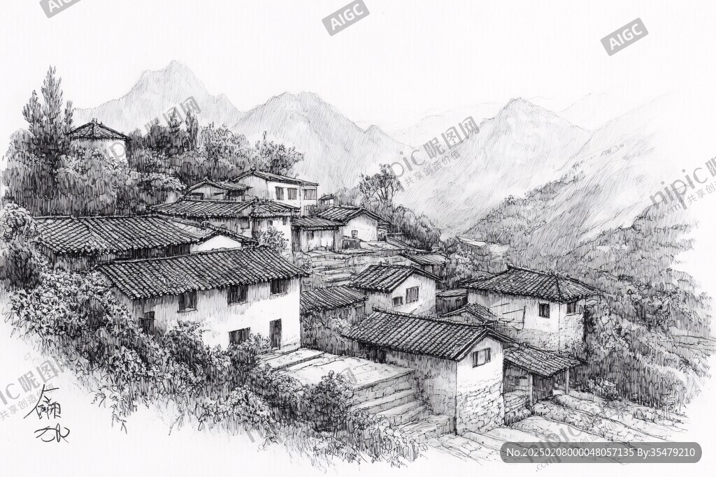 民居山村速写