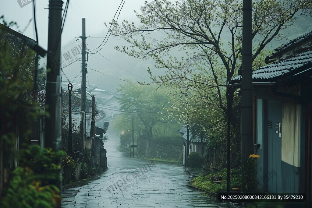 雨中石坂路