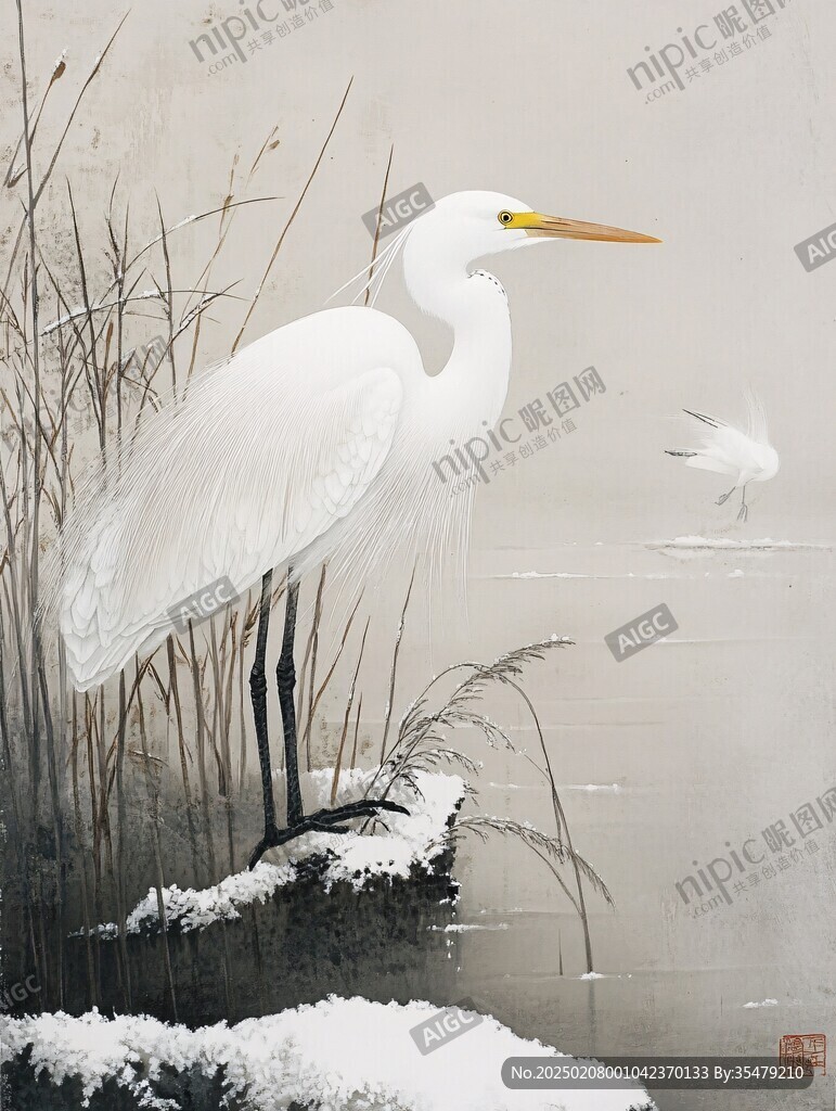 雪满横塘白鹭寒