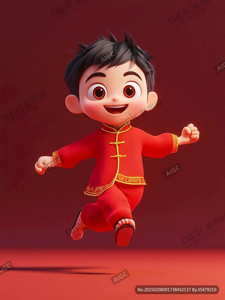 喜庆掌柜小男孩