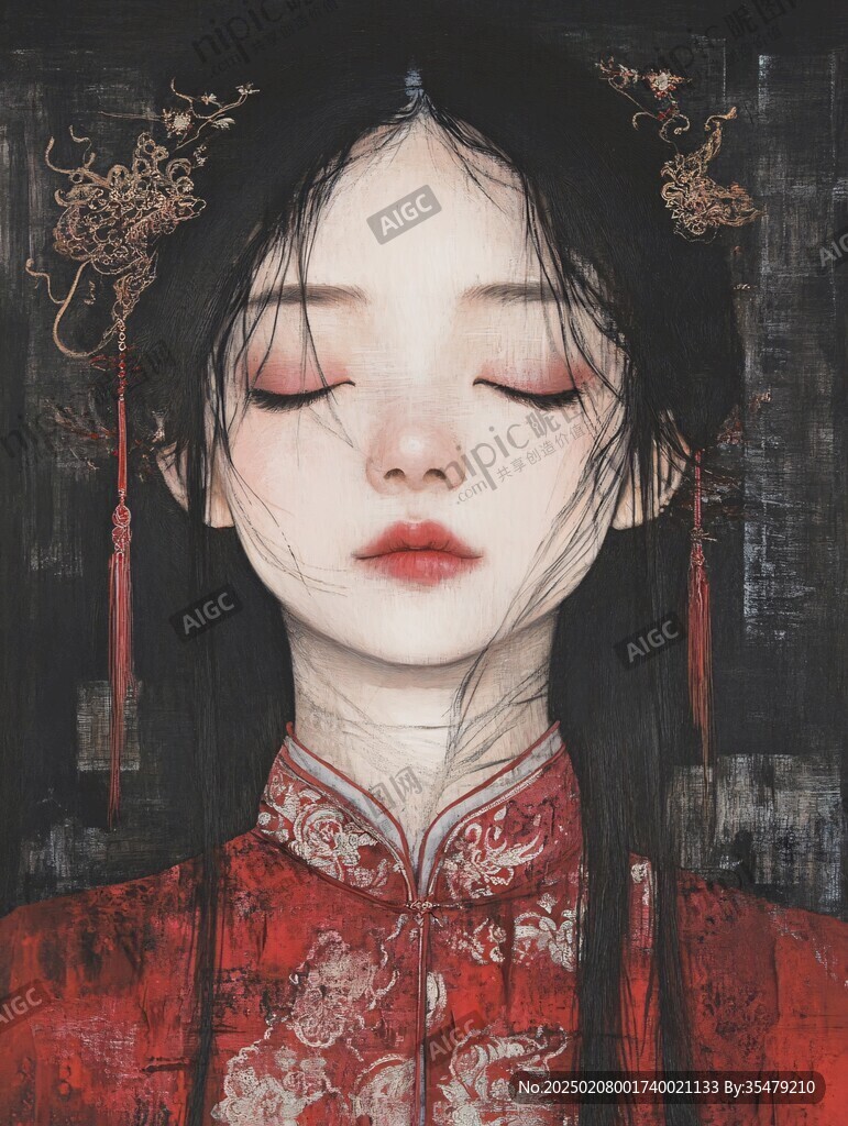 红衣少女设计古风