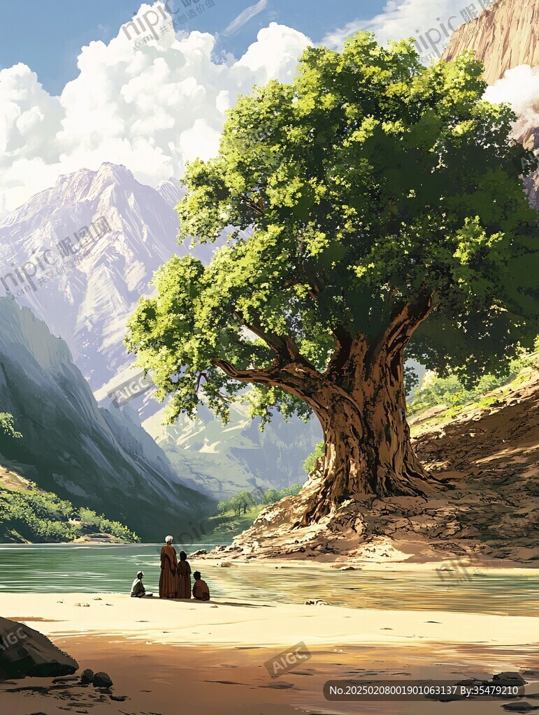大树下休息场景