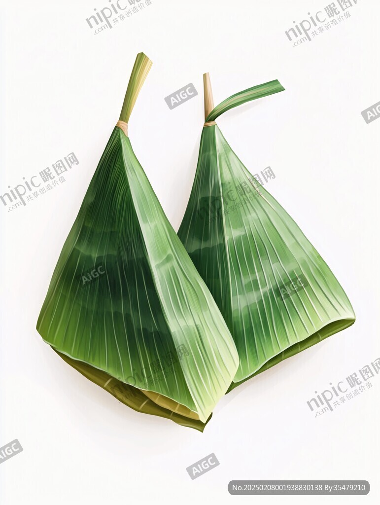 手绘粽叶