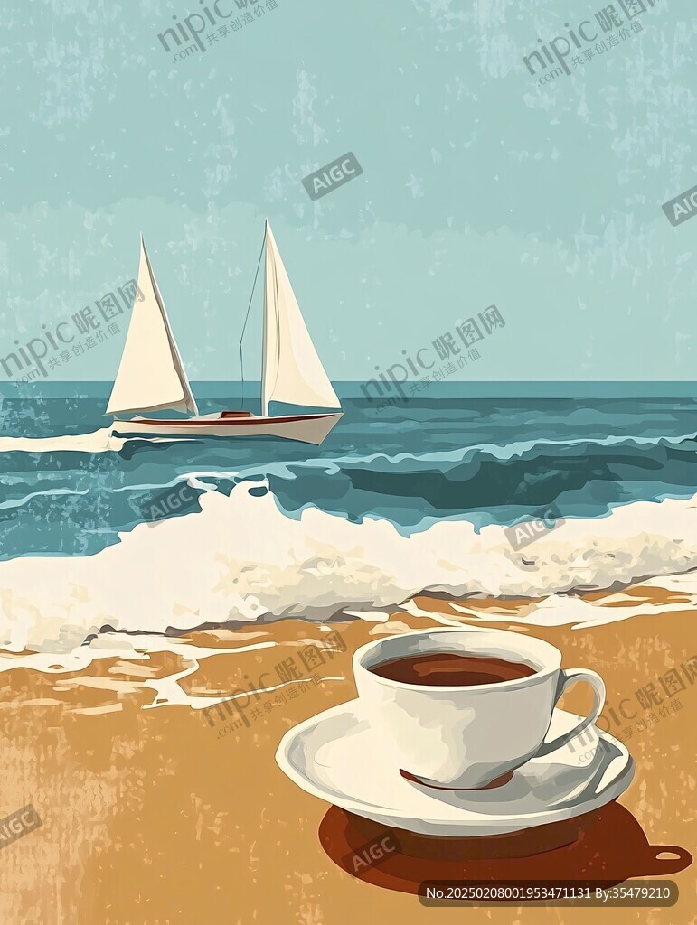 插画海边