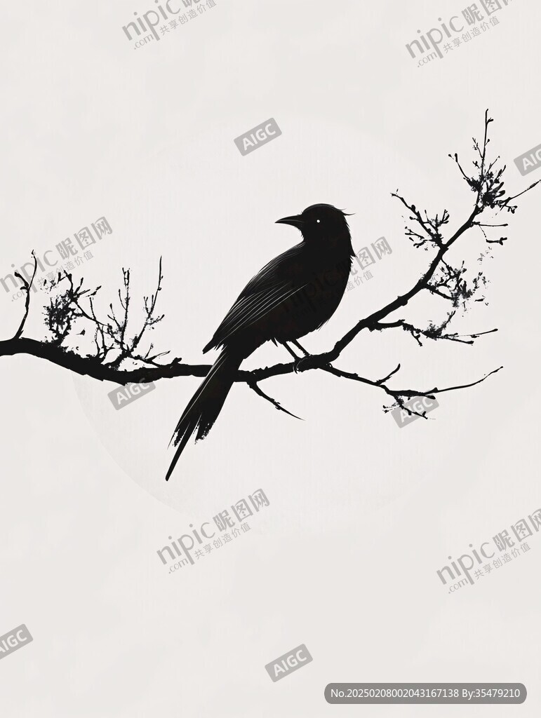 枝头喜鹊枝头剪影