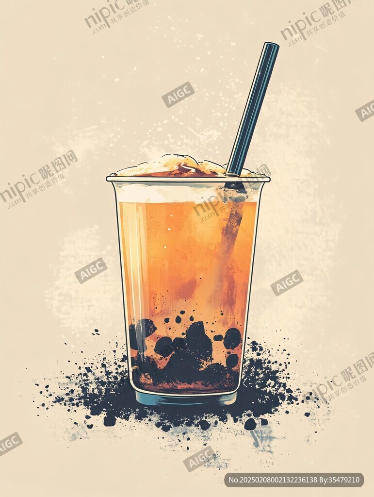 手绘珍珠奶茶