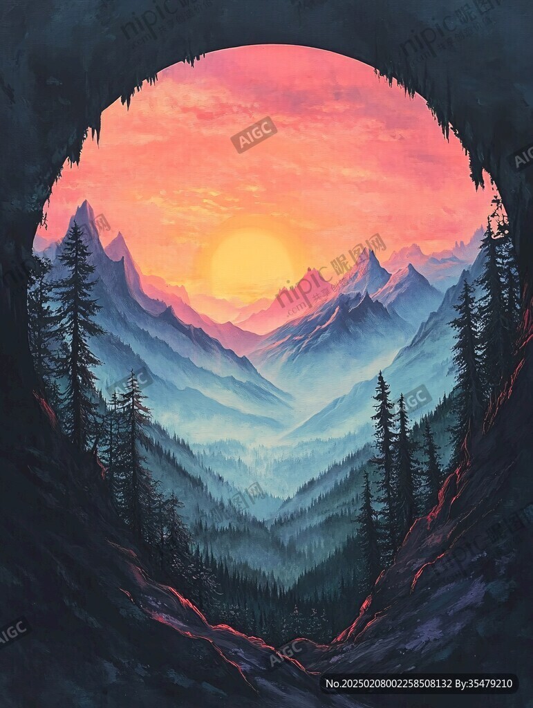 荒野黄昏插画