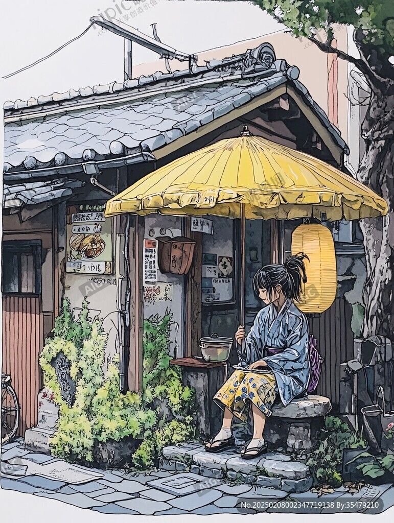 街边小店插画