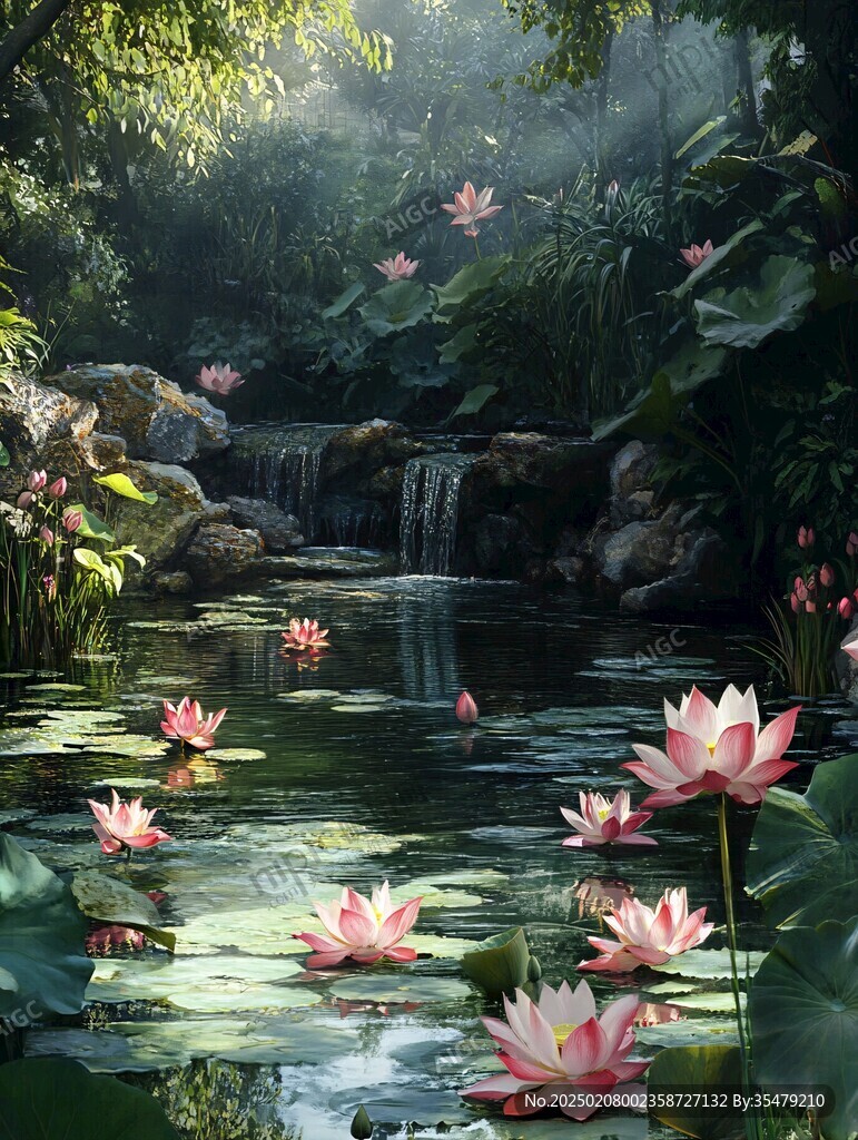 意境荷花池塘
