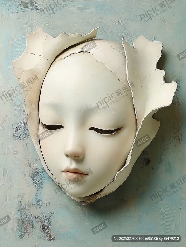 白色少女脸谱工艺品