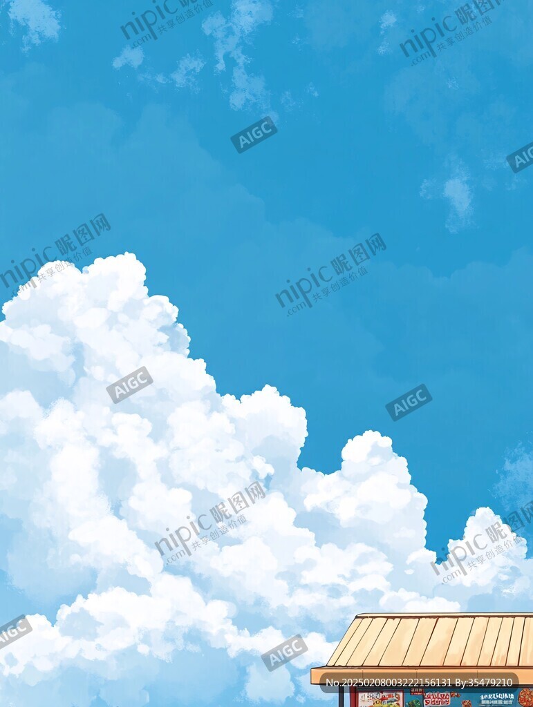 插画蓝天白云